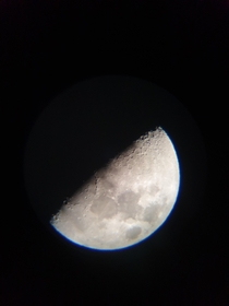I know its not great compared to some of the other stuff on here but Im pretty proud of this photo I took of the moon with my new telescope Im very inexperienced with telescopes and astronomy so any tips would be greatly appreciated 