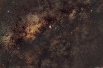 I photographed the Milkyway core from my backyard Within this image are over a dozen recognisable nebula and behind the dark dust is Sagittarius A which is the supermassive black hole at the centre of the Milkway
