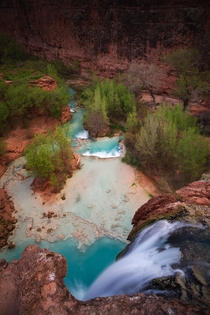 I stood at the edge of this drop off to try and capture Havasupai Falls from a slightly different perspective  andrewsantiago_
