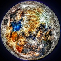 I took the color data from k images of the moon and you can see where impacts paint the moon with fresh color