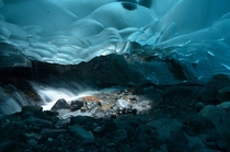 Ice cave under Mendenhall Glacier in Juneau 