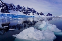 Ice floes off the Antarctic Peninsula Impossible Blues from Dense Oxygen in Ice 