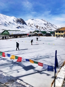 Ice skating rink at Kaza village of Spiti valley