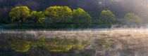 Idyllic Misty River in the Korean countryside Geumsan South Korea OC 