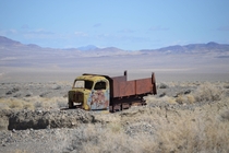 If you lost an old mining truck a while back I found it in Alkali Nevada 