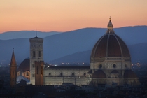 Il Duomo in Florence at sunset from piazzale Michelangelo