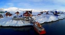 Ilimanaq Greenland  inhabitants MS Aviaq docked which can carry all inhabitants of the town 