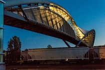 In Seattle the Helix Pedestrian Bridge crosses eleven railroad tracks