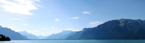 Incredible view of the Leman lake Vevey Switzerland 