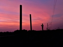 India Near the railway in the dusk