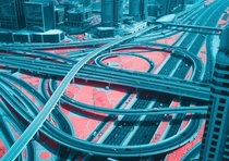 Infrared photo of an interchange in Dubai by Paolo Pettigian 