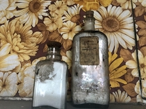 Inside an abandoned mansion I explored a few months ago Love these old-fashioned bottles This property is full of belongings spanning decades Link in comments for more 