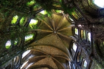Inside looking up at the ruins of Villers Abbey church Founded in  abandoned in  Belgium 