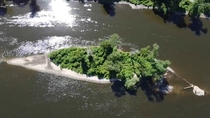 Island on the river  at Mississippi regional park in Minneapolis MN  x