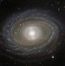 Isolated barred spiral galaxy NGC  Located  million light-years away from earth it is  light-years across slightly larger than the milky way and it exhibits a wonderful and pretty rare double ring structure image creditESOs Very Large Telescope