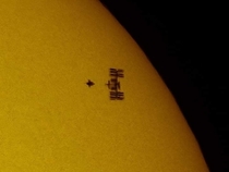 ISS transiting the Sun NASA photo by THIERRY LEGAULT