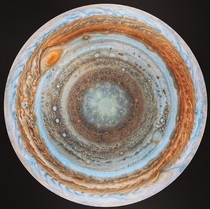 Jupiter viewed from the bottom look like the iris of an eye 