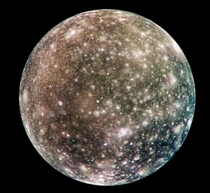 Jupiters nd largest moon Callisto in natural colors It looks like it has a subtle rainbow gradient running through it