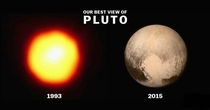 Just compare the technological improvement of these pictures of pluto to the black hole photo Imagine where well be in another  years