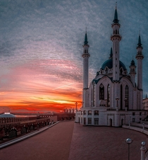 Kazan Republic of Tatarstan Sunset View from the side of the Kul-Sharif mosque