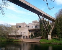 Kingsgate Bridge and the brutalist Durham University Student Union Building also known as Dunelm House both designed by Sir Ove Arup who was the design engineer of the Sydney Opera House Durham County Durham United Kingdom 
