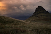 Kirkjufell the calm before the storm during the golden hour  x