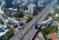 Kuningan Longspan part of LRT Jakarta Indonesia Said to be the longest span curved train bridge