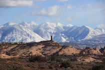 La Sal Mountains viewed from Arches National Park Utah OC 