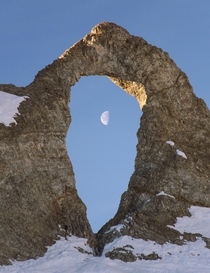LAiguille Perce The Eye of the Needle Formed by erosion from the wind Tignes FRANCE 
