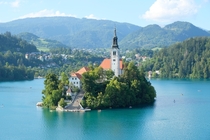 Lake Bleds tiny island Slovenia 