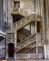 Late gothic staircase by Guillaume Pontis  at the Rouen Cathedral 