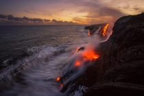 Lava flowing into the ocean from Kilauea on the island of Hawaii  Photo by Tom Kualii