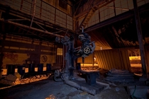 Left over machinery in an old granite mill in Indiana OC x