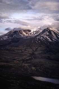 Light creeping in through the clouds at Mount St Helens 