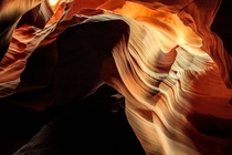 Light illuminates the patterned walls of the Antelope Canyons - Page Arizona 