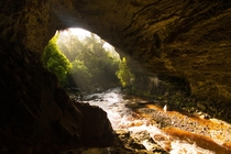 Light Streaming through the Oparara Arch on the West Coast of New Zealand 