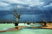 Lightning storm over Lake Menindee New South Wales Australia  photo Julie Fletcher