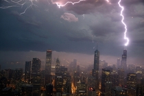 Lightning strikes the Willis Tower formerly Sears Tower in Chicago Illinois Scott Olson 