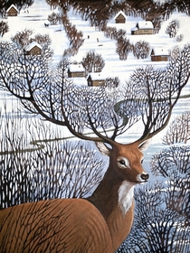 Long Winter in Antler Hills acrylic on canvas artwork