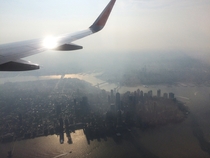 Looked out as I was flying over Manhattan in the morning 
