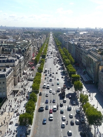 Looking along the Champs Elysees from the top of the Arc de Triomphe