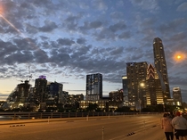 Looking at Downtown Austin Texas from the Congress Avenue Bridge