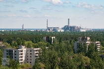 Looking at the Chernobyl Power Plant from Pripyat - 