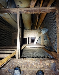 Looking down a ft mine shaft