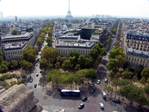 Looking towards the Eiffel Tower from the Arc de Triomphe 