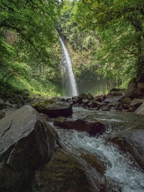 Looking upriver at the La Fortuna Waterfall Costa Rica 