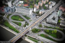 Loop ramps of Poniatowski Bridge in Warsaw Poland 