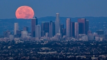 Los Angeles during the blood moon 