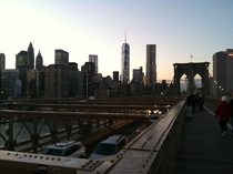 Lower Manhattan as seen from the Brooklyn Bridge 