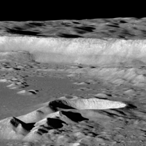 Lunar Antoniadi crater wall ft tall imaged by sideways looking LRO 
